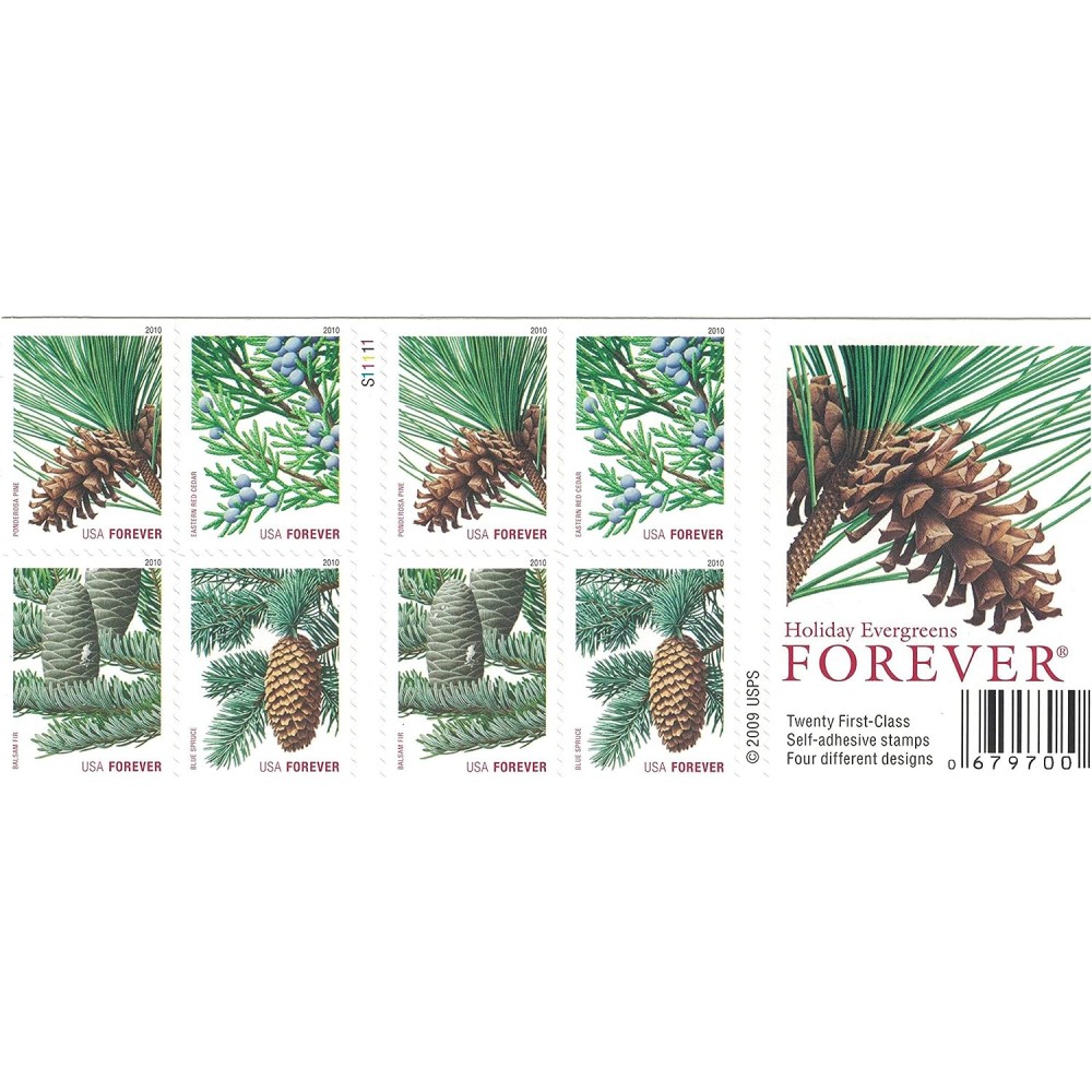 Holiday Evergreens Forever Stamps 2010