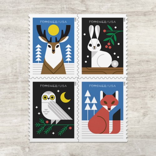 Winter Woodland Animals Stamps 2023