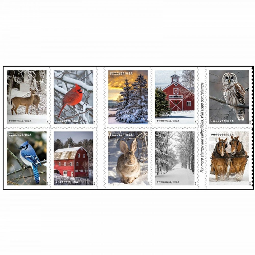 Winter Scenes Forever Stamps 2020